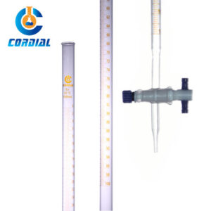 CORADIAL100ml Borosilicate 3.3 Glass Acid Burette with PTFE Stopcock for Laboratory Use