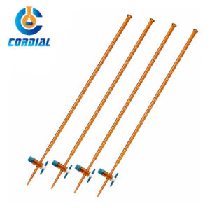 CORDIAL 10/25/50/100ml Amber Glass Acid Burette with PTFE Stopcock for Laboratory Use