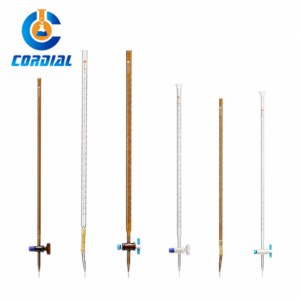 CORDIAL 10/25/50/100ml Clear/Amber Glass Alkali/Acid Burette for Laboratory Use