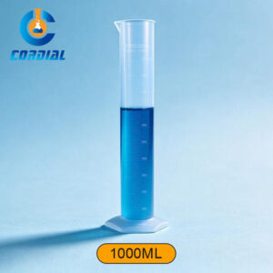 CORDIAL 1000ml Plastic Measuring Cylinder with Hexagonal Base for Laboratory Use