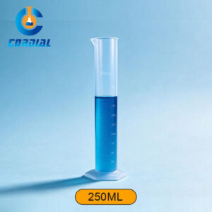CORDIAL 250ml Plastic Measuring Cylinder with Hexagonal Base for Laboratory Use