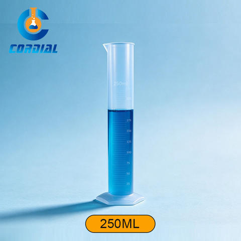 CORDIAL 250ml Plastic Measuring Cylinder with Hexagonal Base for Laboratory Use