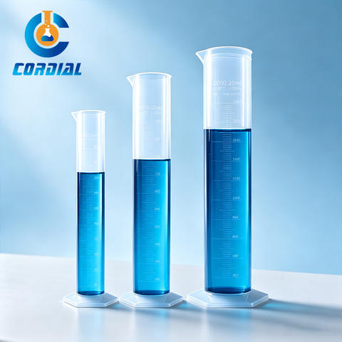 CORDIAL 500/1000/2000ml Plastic Measuring Cylinder with Hexagonal Base for Laboratory Use
