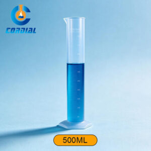CORDIAL 500ml Plastic Measuring Cylinder with Hexagonal Base for Laboratory Use