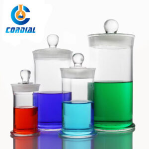 CORDIAL Glass Specimen Jar with Knob and Ground-in Glass Stopper for Laboratory Use