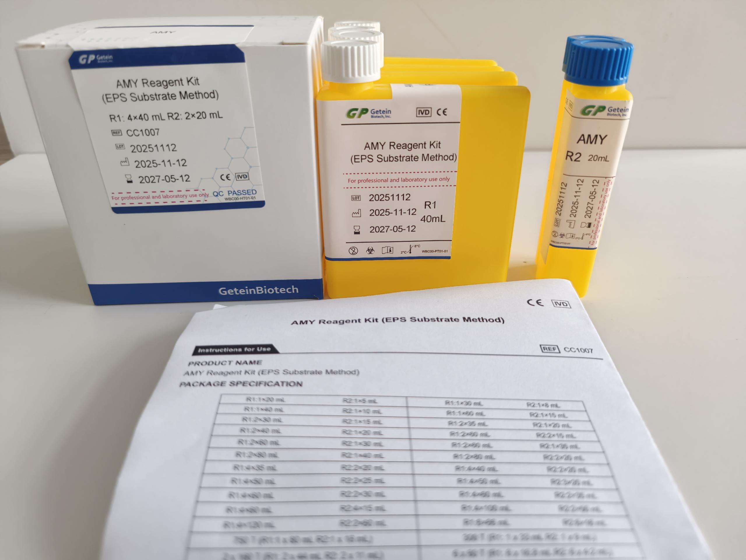 Getein Amylase (AMY) Reagent Kit – EPS Substrate Method, Clinical Chemistry (Pancreatic Function)